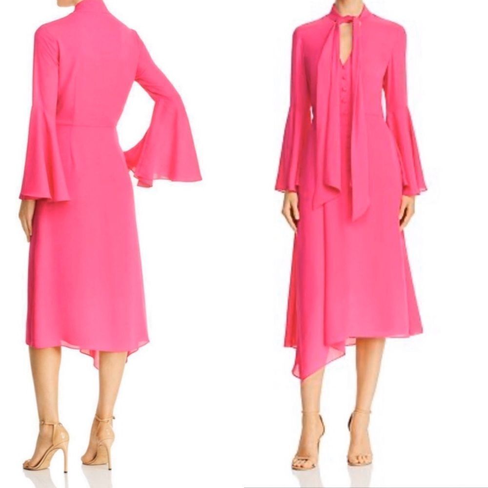 NWT Jay Godfrey Lannie pink tie neck midi dress 10